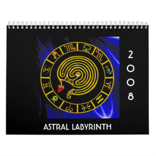 Calendário Astrologia DOURADO da CARTA do ZODÍACO do