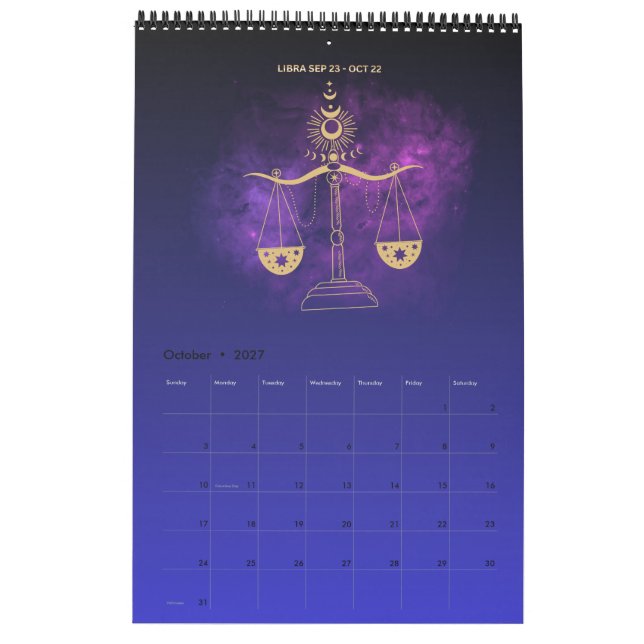 Calendário Astrology 2026 wall Calendar (Out 2027)