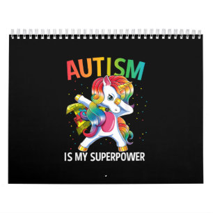 Calendário Autista  Autismo É Meu Superpoder Dabbing Unicór