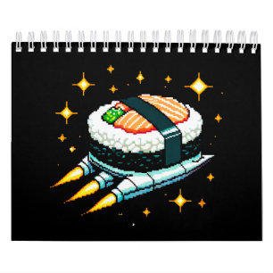 Calendário Aventura de Sushi Espacial de 8 Bits - Arte Cósmic