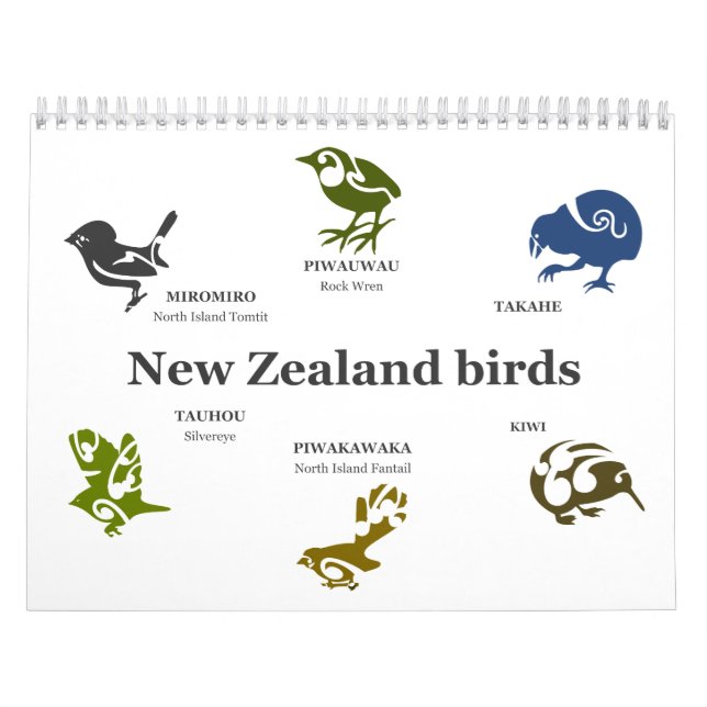 Calendário Aves da Nova Zelândia (Capa)