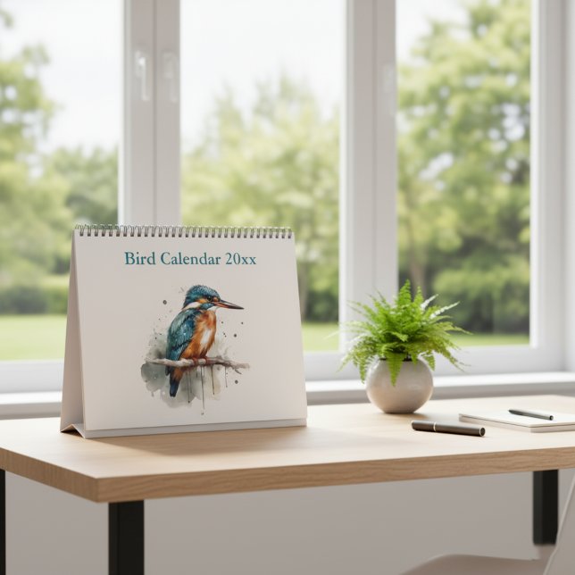 Calendário Aves Vibrantes de Aquarela do Mundo, personalizada (Criador carregado)