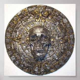 Calendário Aztec/Mayan Com Poster de Crânio