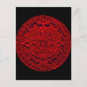 Calendário Aztec - (vermelho) cartão postal