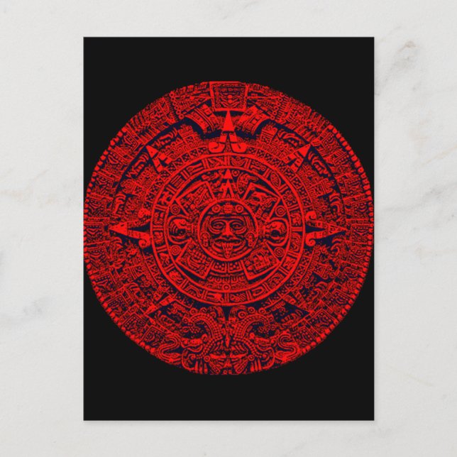 Calendário Aztec - (vermelho) cartão postal (Frente)