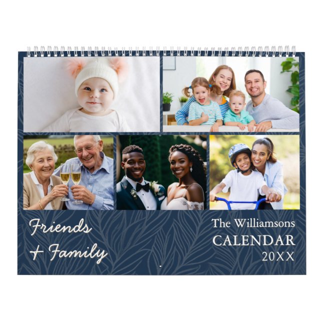 Calendário Azul de Várias Fotografias para Família (Capa)
