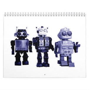 calendário azul dos robôs