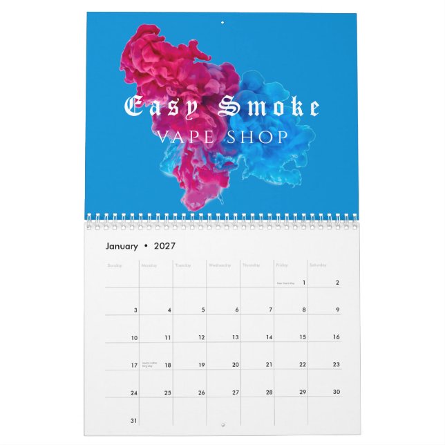 Calendário Azul Red Smoking Vape Business Compro (Jan 2027)