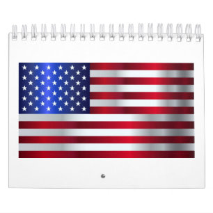 Calendário Bandeira de Estrelas e Stripes Americanas