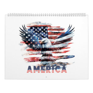 Calendário Bandeira dos Estados Unidos. América