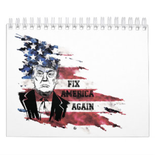 Calendário Bandeira dos Estados Unidos. Donald Trump.