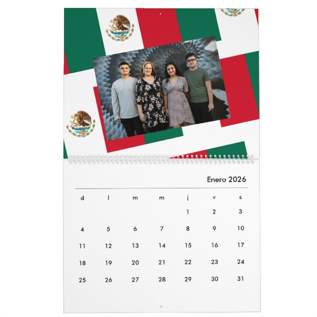 Calendário Bandeira Mexicana Adicionar Sua Foto 2026 (Jan 2026)