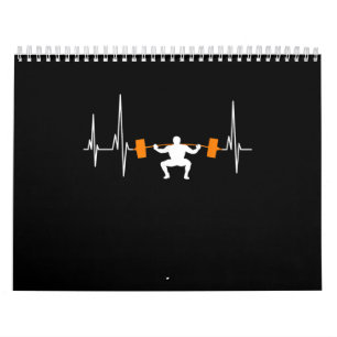 Calendário Barbell Weighthing Heartbeat Bodybuilding
