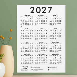 Calendário Básico Moderno 2027 de Logotipo Corpora