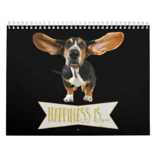 Calendário Basset Hound Dog Lover|Vintage Cottage Basset Dog