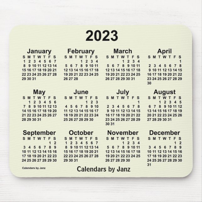 Calendário bege 2023 por Janz Mouse Pad (Frente)