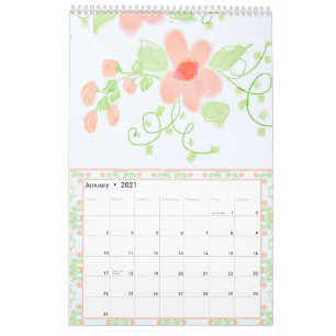 Calendário Bela Menina Flor Designer