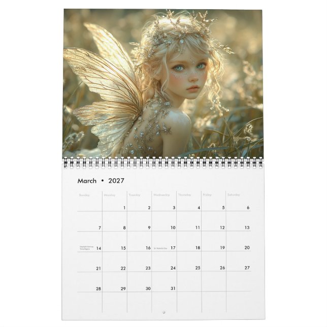 Calendário Belo Elegante Fairies (Mar 2027)