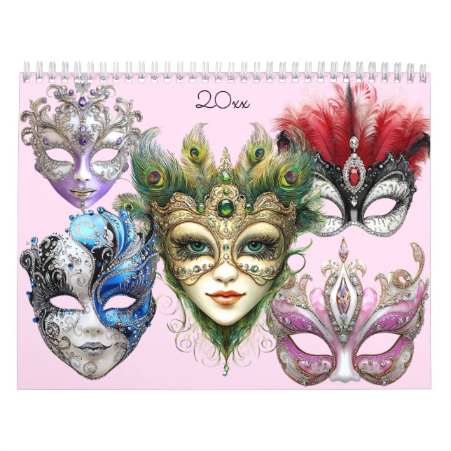 Calendário Belo Mardi Gras Mascarada Mask (Capa)