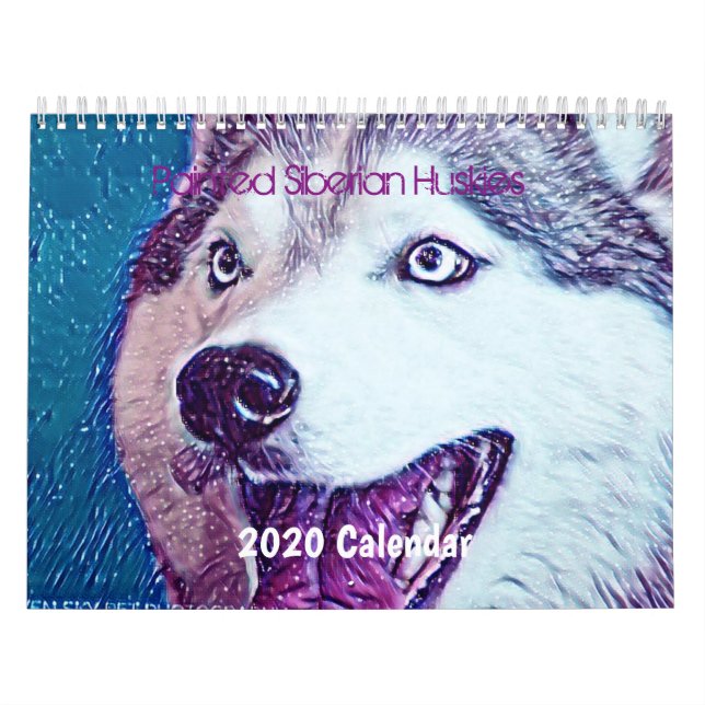 Calendário Belo Smuro de arte Siberian Husky 2020 Calendar (Capa)