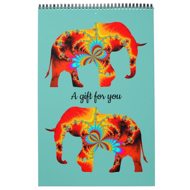 Calendário Bem-Estar Animal - Silhueta Elefante Fractal 1 (Capa)