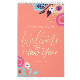 Calendário Bem-Vindo A Um Ano Novo, Citações Inspiradoras Flo