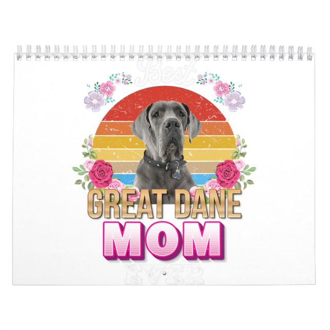 Calendário best dog mom ever great dane floral  lover mor day (Capa)