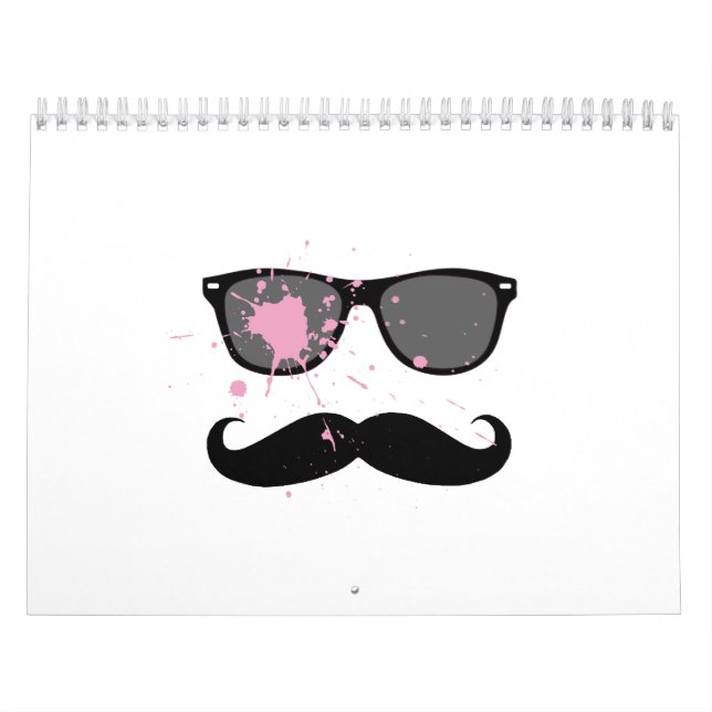 Calendário Bigode e óculos de sol engraçados (Capa)