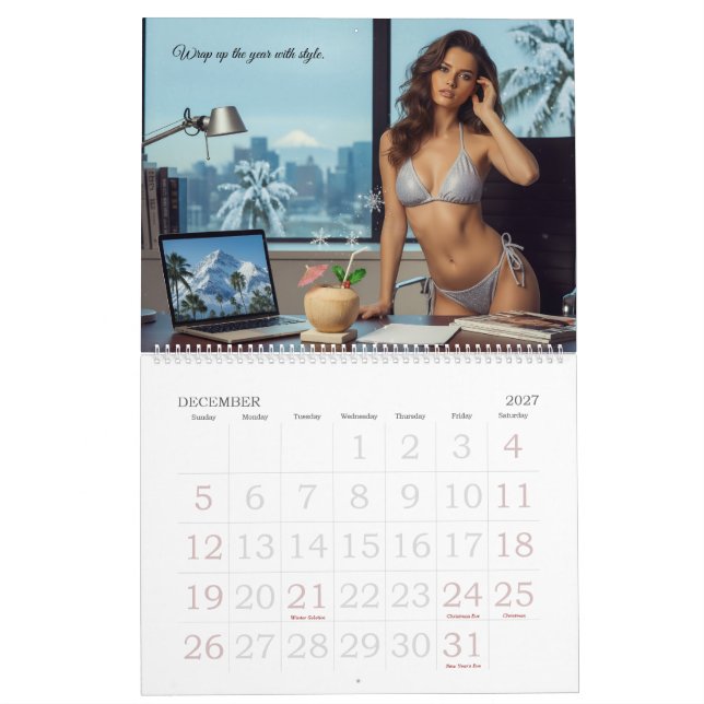 Calendário Bikini Business Wall Calendar Glamour Beach Models (Dez 2027)