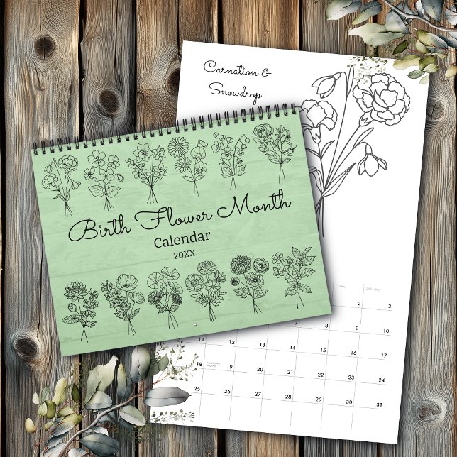 Calendário Birth Flower Month Boho Calendar (Criador carregado)