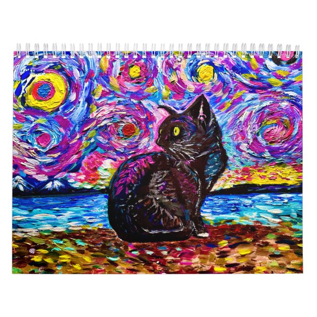 Calendário Black Cat Starry Night (Capa)