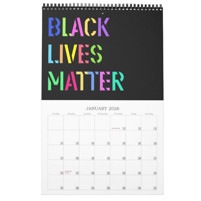 Calendário Black Lives Matter Stencil 01 Editável (Jan 2026)