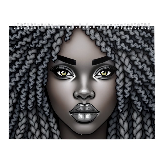 Calendário Black Queen Melanin Afrocentric Sista Dreads Locs (Capa)