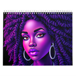 Calendário Black Queen Melanin Afrocentric Sista Dreads Locs