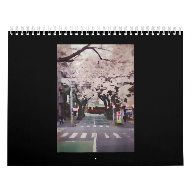 Calendário Blossomas de Cereja com Fotografia em Rua Japonesa (Capa)