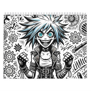 Calendário blu_eye original de arte animada animada