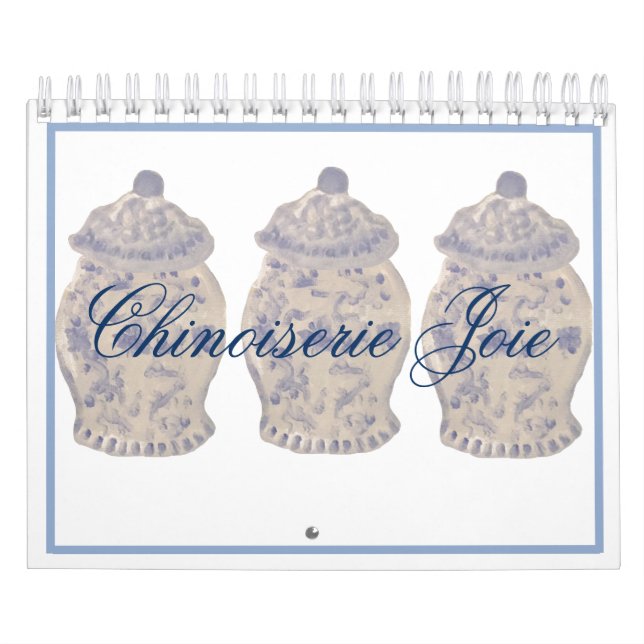 Calendário Blue Chinoiserie pintada à mão Ginger Jar Jars (Capa)