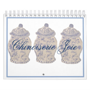 Calendário Blue Chinoiserie pintada à mão Ginger Jar Jars