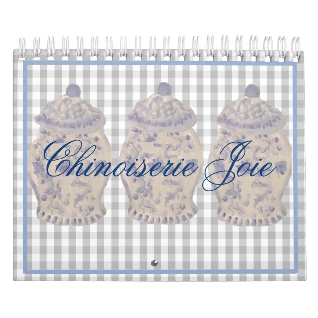 Calendário Blue Chinoiserie pintada à mão Ginger Jar Jars Cal (Capa)