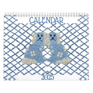 Calendário Blue Staffordshire Dogs Lattice Trellis