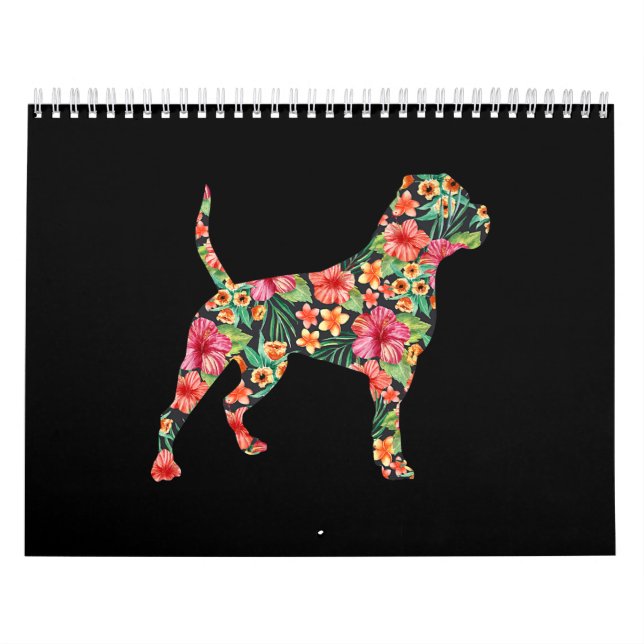 Calendário Bolldog Americano Silhouette Floral Gift (Capa)