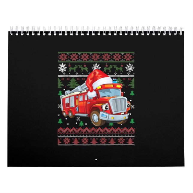 Calendário Bombeiro Bombeiro Fúria de Natal Cute Boy Santa Ha (Capa)