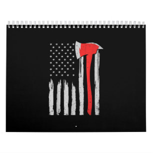 Calendário Bombeiro Vermelho do Bandeira Americano