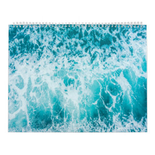 Calendário Bonita Natureza E Praias Com Cobrir De Ondas Oceâ