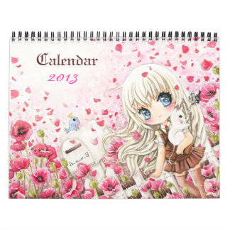 Calendário bonito 2013 das meninas do chibi do