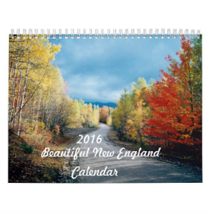 Calendário bonito de 2016 Nova Inglaterra