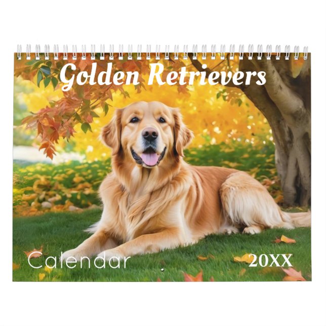 Calendário Bonito Ouro Retrivers de Cachorros Parede (Capa)