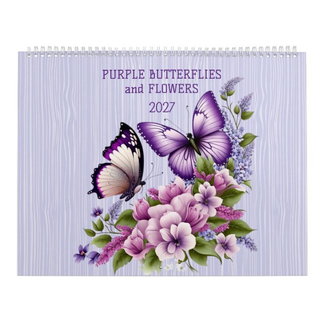 CALENDÁRIO BORBOLETAS RÔXAS E FLORES 2025 (Capa)