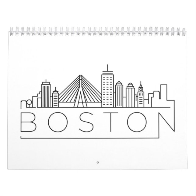 Calendário Boston City Skyline, Boston nos Mãe (Capa)