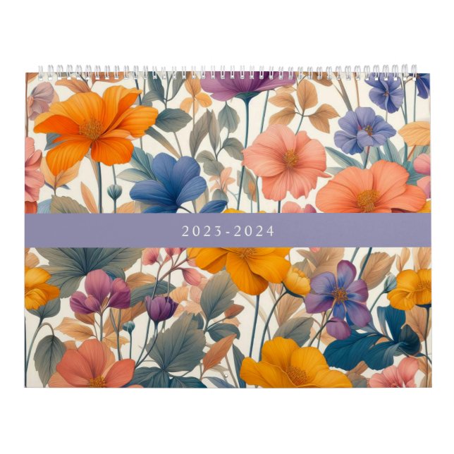 Calendário Botânica boêmica floral colorida (Capa)